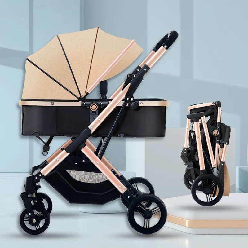 Baby Stroller Travel Baby Carriage Folding Pram Luxury Aluminum High Landscape Newborn Cart For 0-3years old