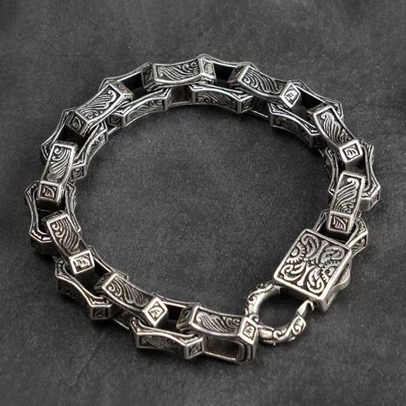 Exquisite Sea Wave Rattan Grass Pattern Silver Bracelet Jewelry Retro Clouds Vine Chain Party Friendship Niche Men Gift