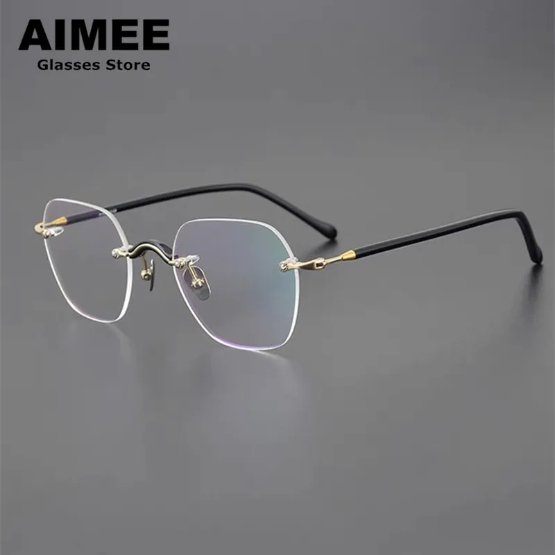 Fashion Design Titanium Rimless Glasses Frame Men Women Square Frameless Prescription Eyeglasses Optical Reading Eyewear Gafas