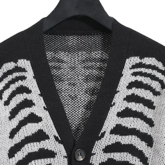 Wholesale Men\'S Sweaters Knitted Jacquard Pattern Plus Size Loose Winter Top Halloween Knitted Cardigan