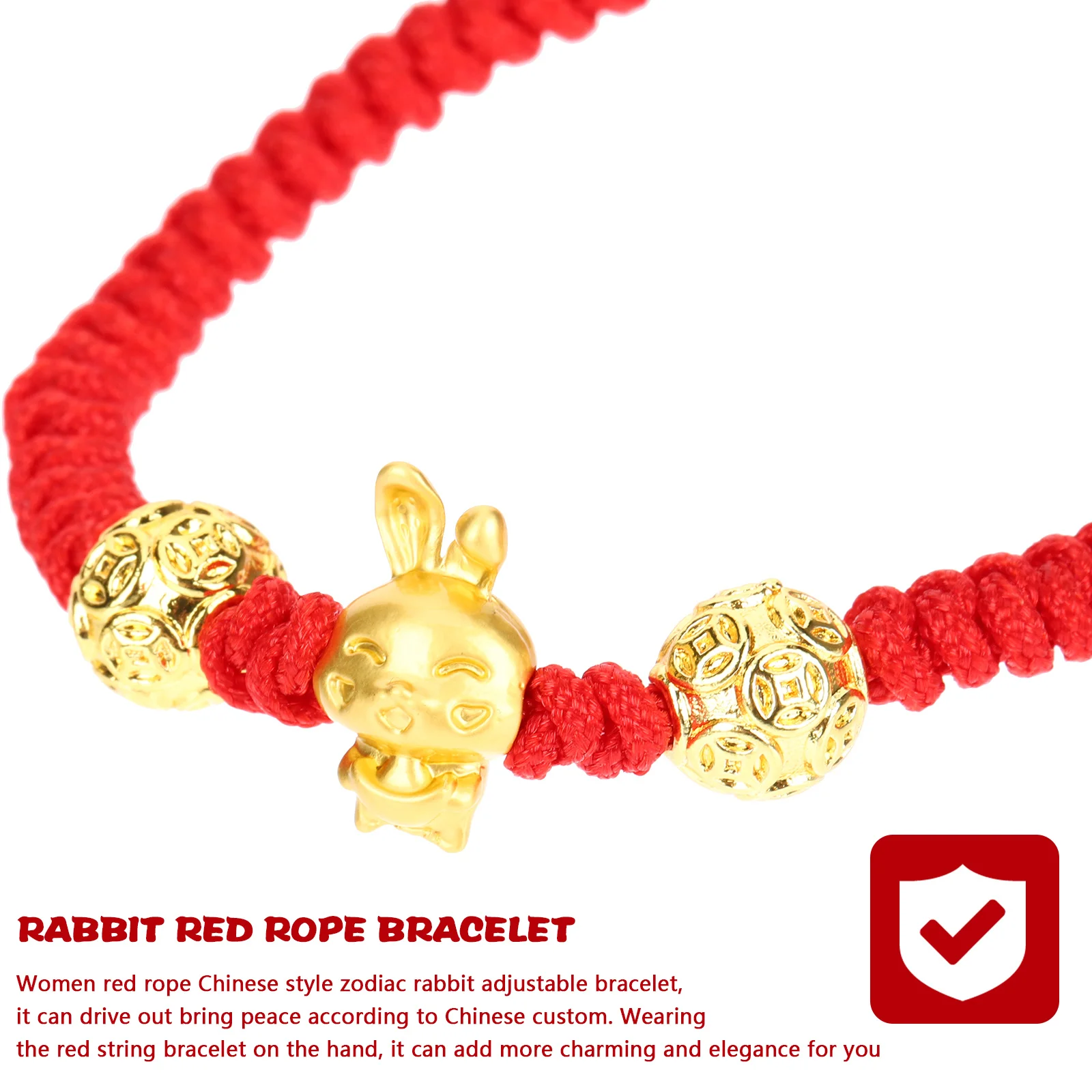 

Women Red Rope Bracelet Chinese Zodiac Rabbit Charm Adjustable Braided Thread String Bracelet Protection Accessory for Peace