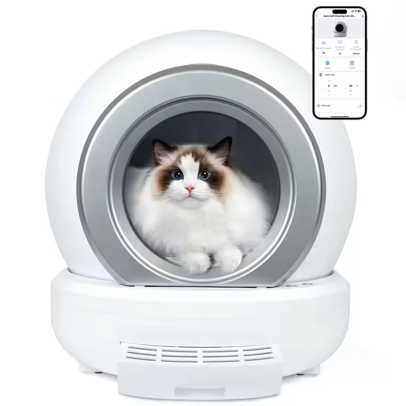 

Умный автоматический ящик для кошачьего туалета, самоочищающийся, 65 л, полностью закрытый туалет для кошек с инфракрасным датчиком, управление приложением, без запаха, лоток для домашних животных