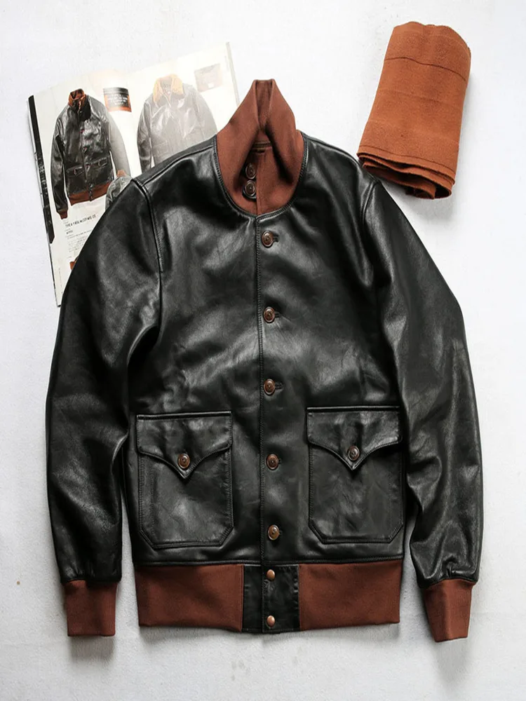 

A1-9803 Asian Size Super Top Quality Heavy Genuine Japan Teacore Horse Leather Slim Classic Horsehide Stylish Rider Jacket