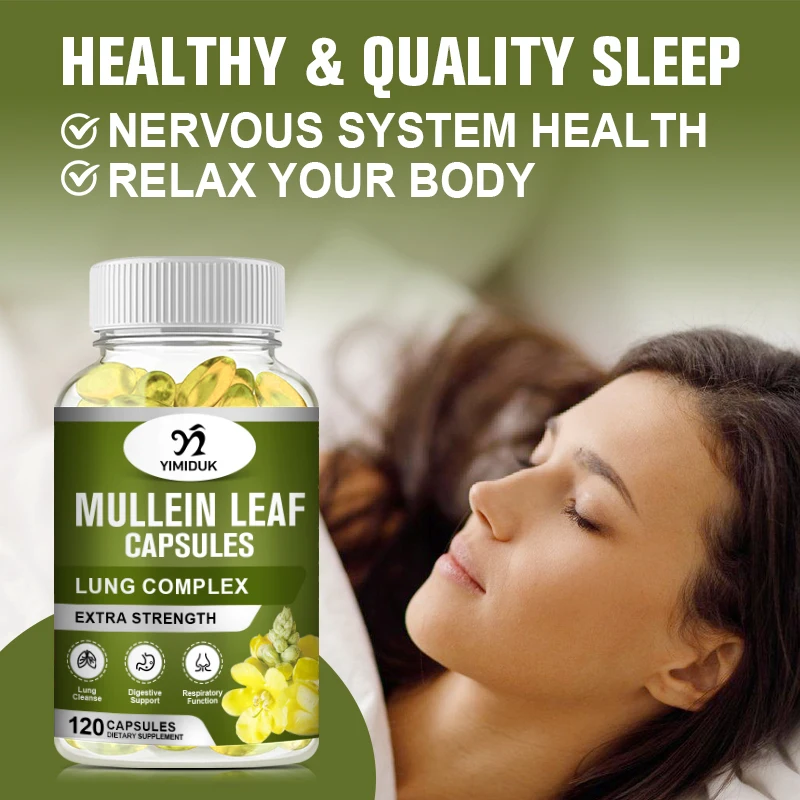 Organic Mullein Leaf Extract Capsule For Lung Cleansing & Liver Detoxification Lug Clears Respiratory Health Deep Sleep Better