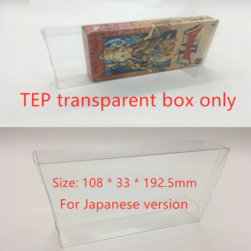 Transparent Storage Box For SFC/Nintendo Super Famicom Game Collect Boxes Carton Save Collections Clear Display Case