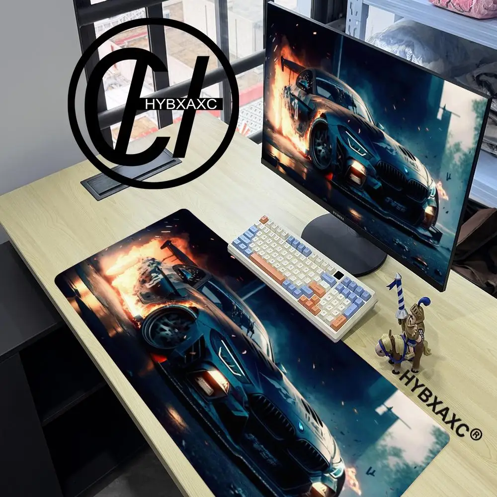 

Large Gaming Mouse Pad with Stunt Drift Car Design Non-Slip Rubber Base Precision Edge Rectangular Desk Mat for Office E-Sports