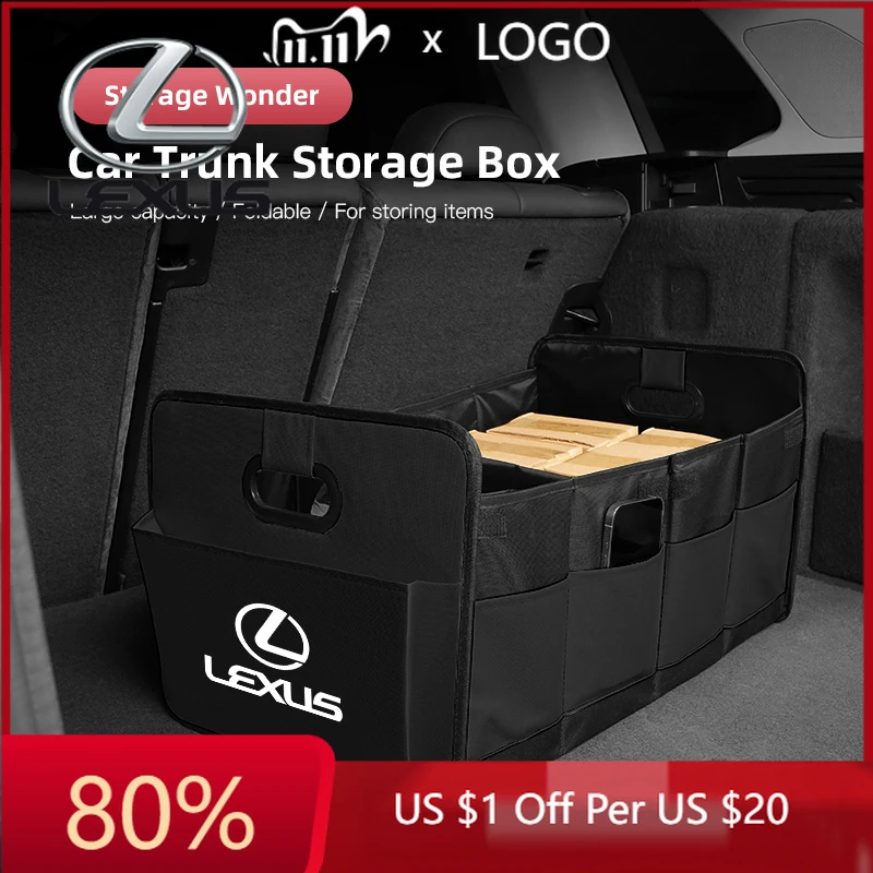 

Новинка 2026: Складной органайзер для багажника автомобиля с большой вместимостью и наклейками для интерьера, для Lexus F SPORT GS GX IS LS LX CT LC RC LBX NX RX 350