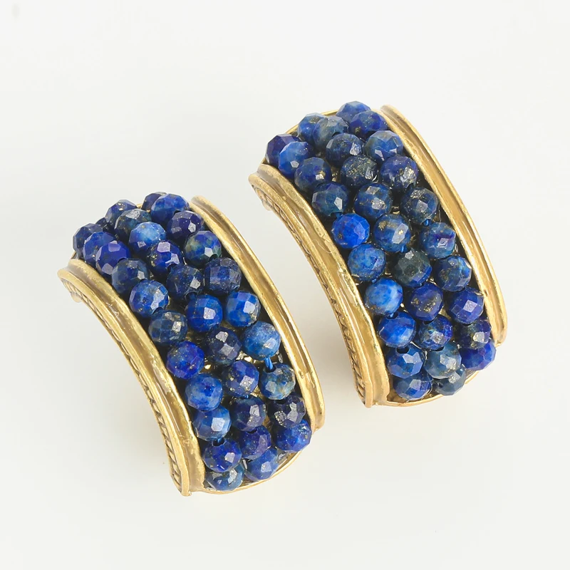 خمر اللازورد قرط الاذن المرصع C نوع الذهب اللون حجر الراين جودة فاخرة مصمم هدايا مجوهرات للنساء اتجاهات جديدة 2025