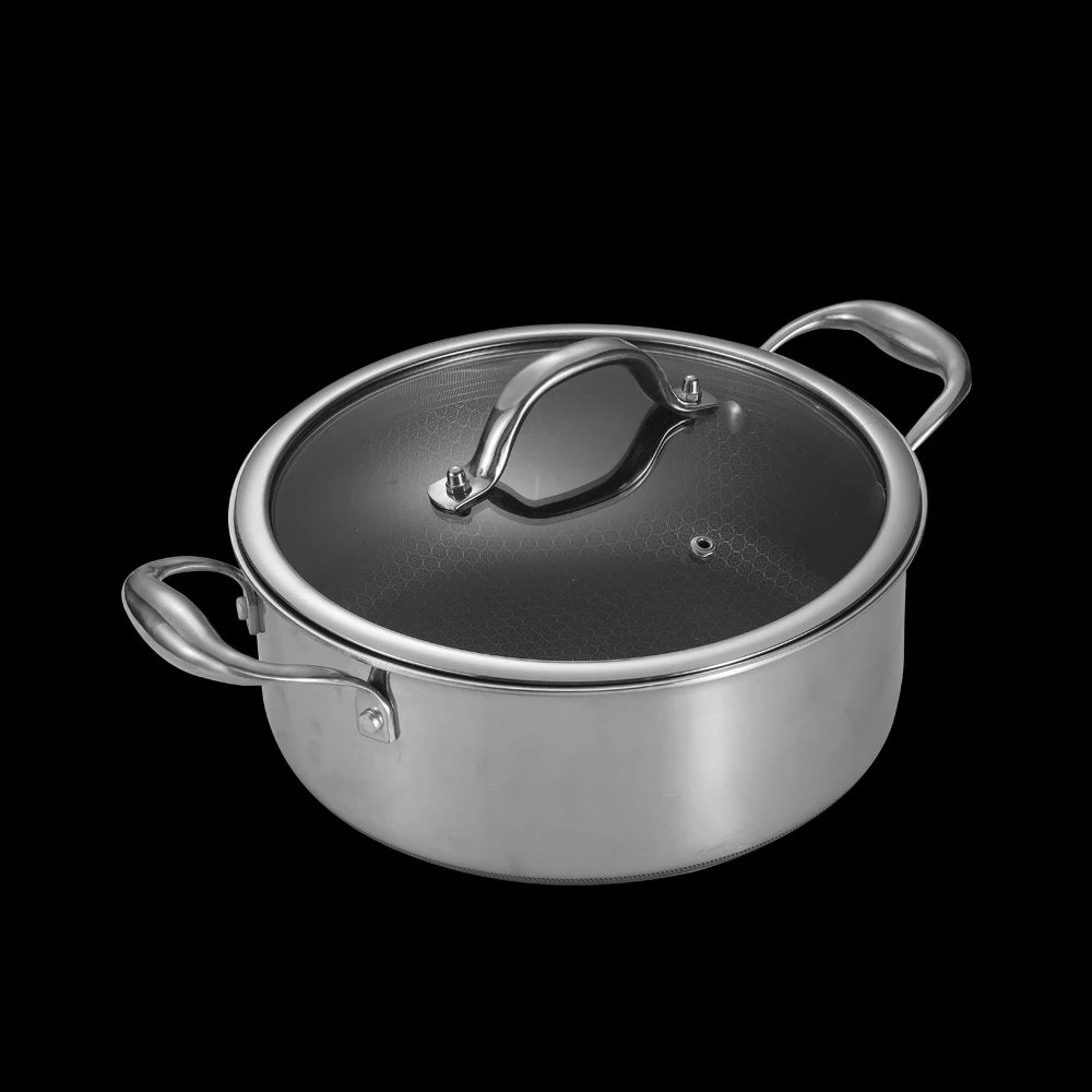 Nonstick Cookware Set 6pcs Pot Set with Trivets Tempered Glass Lid Included Dishwasher Safe Compatible with All Cooktops
