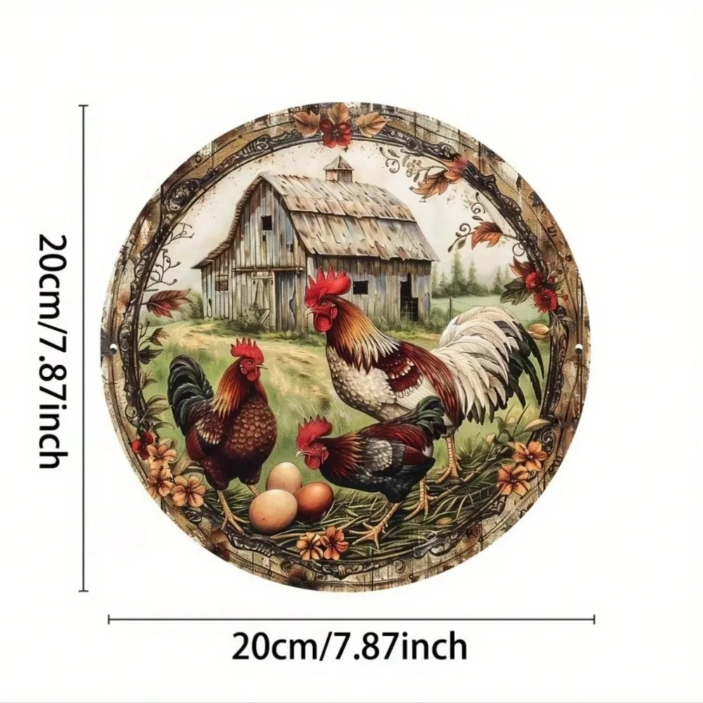 2D Vintage Farmhouse Chicken Wall Sculpture 8x8