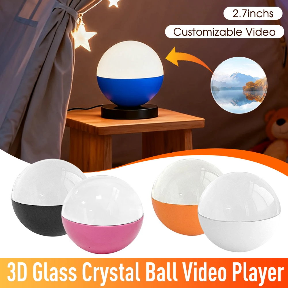 مشغل فيديو كرة كريستال ثلاثي الأبعاد، عرض الصوت والفيديو، كرة الذاكرة الإلكترونية، هدايا عيد الميلاد، تذكار للعائلة والأصدقاء