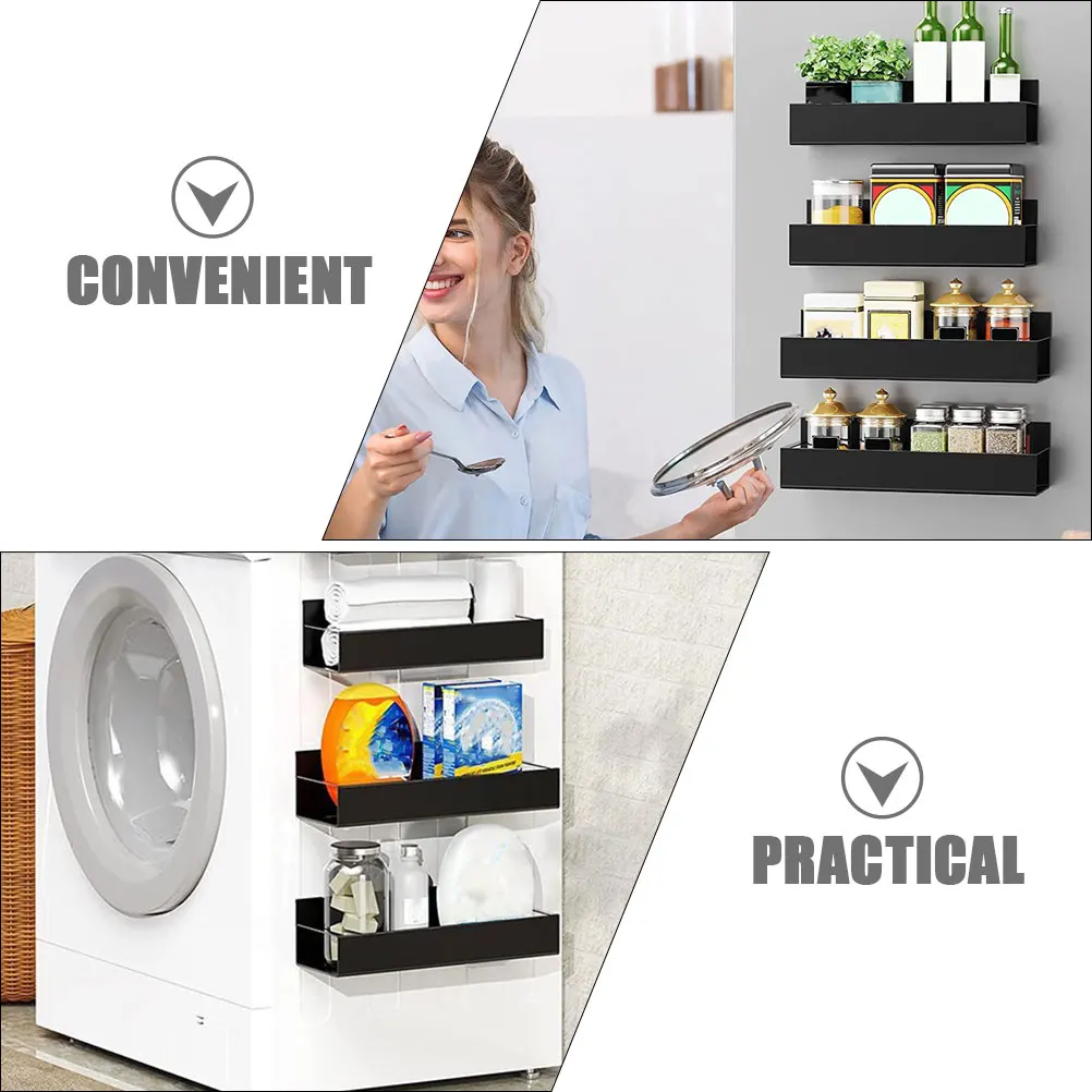 

Magnetic Fridge Shelf Organizer Heavy Duty Iron Material No Drill Space Saving Refrigerator Storage Rack Kitchen Office