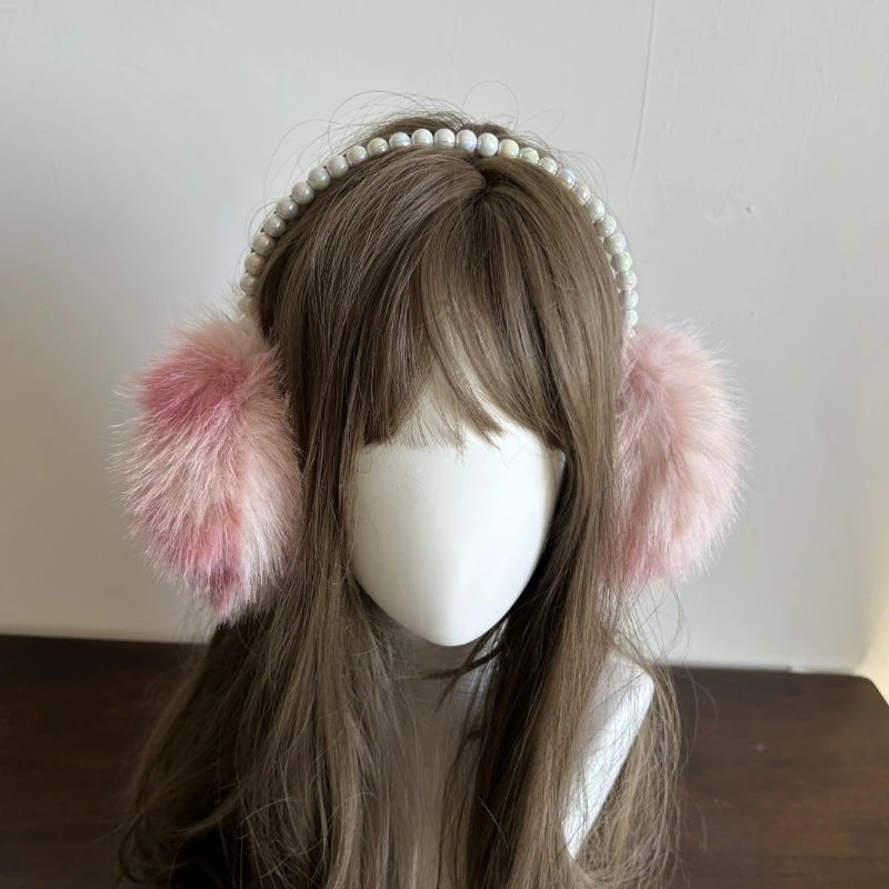 Collapsible Plush EarMuffs for Women and Kids Ear Warmer Subculture Furry Headband for Winter Christmas New Year Gifts