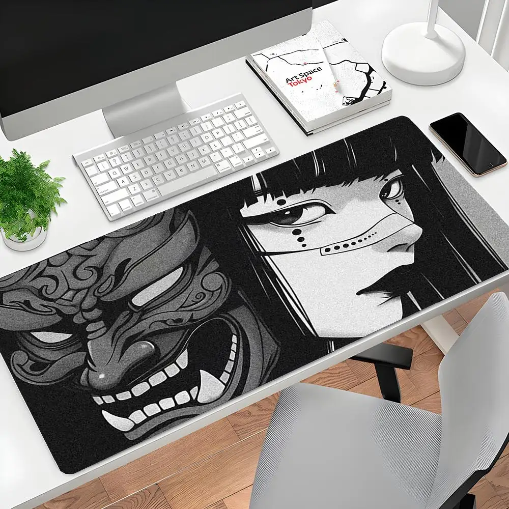 

Large Gaming Mosue Pad Premium Mousepad Gamer Mask Girl Anime Mouse Mat XXL 90x40cm Deskmat Computer Keyboard Pads Office Carpet