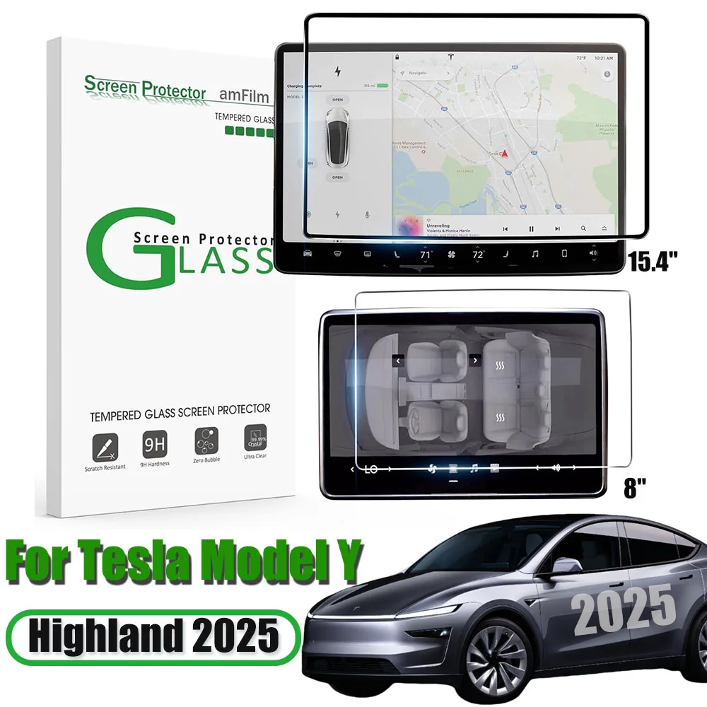 Tempered Glass Film Protector for New Tesla Model Y Highland 2025 Rear Row Center Control Touch Screen Protective Film