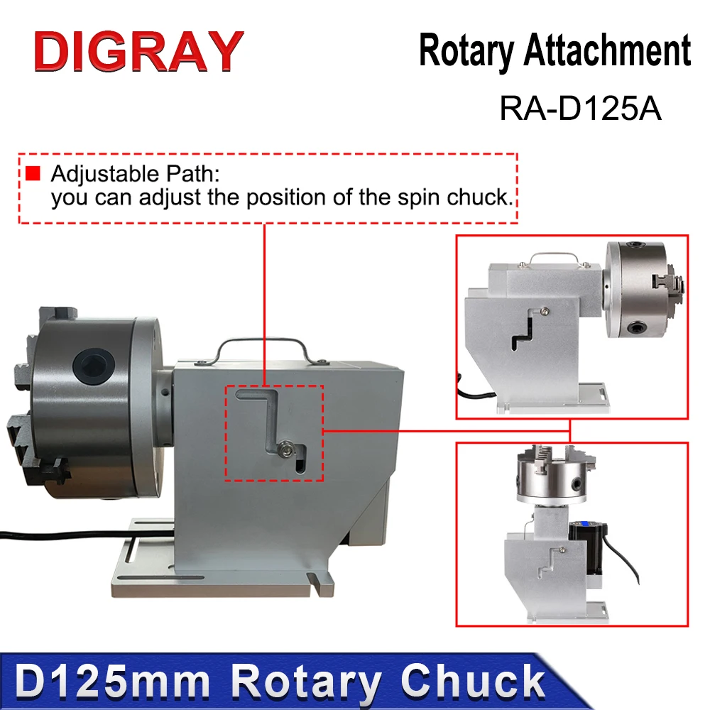 DIGRAY Rotary Worktable Chuck Diameter 125mm Rotary Attachment With Driver DM5042 for CO2 UV Fiber Laser Marking Machine