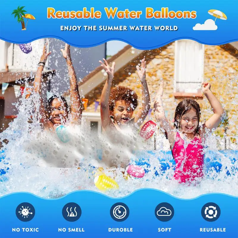 Reusable Water Balloons 6X Reusable Water Balloons For Kids Team Activities Absorbent Sponge Balls Summer Entertainment For Boys