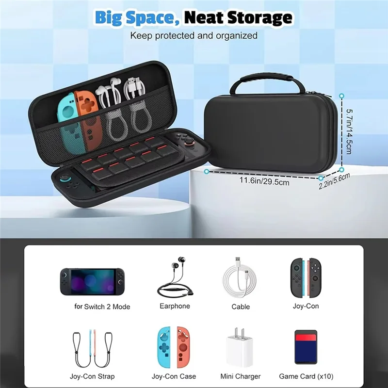 A73E-Carry Case Organizer Bag Hard Shell Portable Travel For Nintendo For Switch 2 Game Console Accessories 2 Case