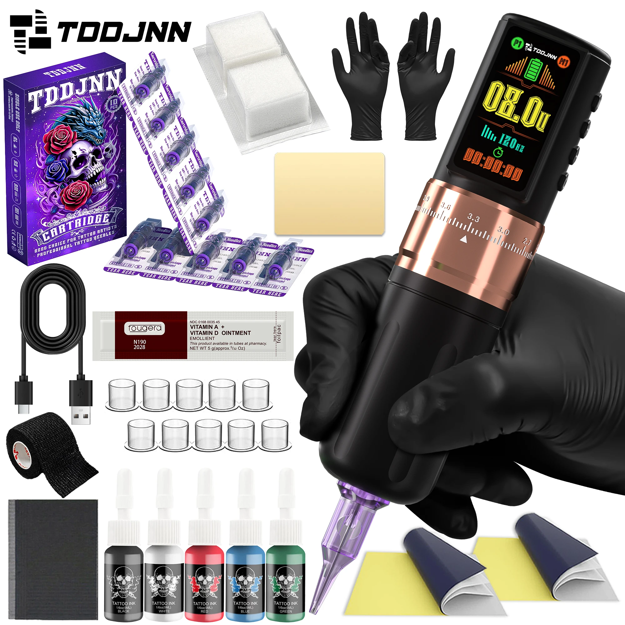 

Беспроводной набор для татуировки TDDJNN, 1,47 дюйма OLED, 2400 мАч, многофункциональный, подходит для начинающих, профессиональных тату-майстеров и студий.