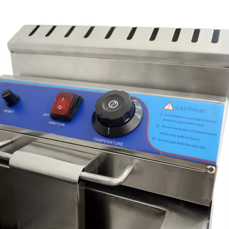 التجارية 18L الغاز المقلاة العميقة الفولاذ المقاوم للصدأ المقلية الفرنسية آلة خزان واحد آلة القلي غاز البترول المسال مع صمام الزيت ل KFC
