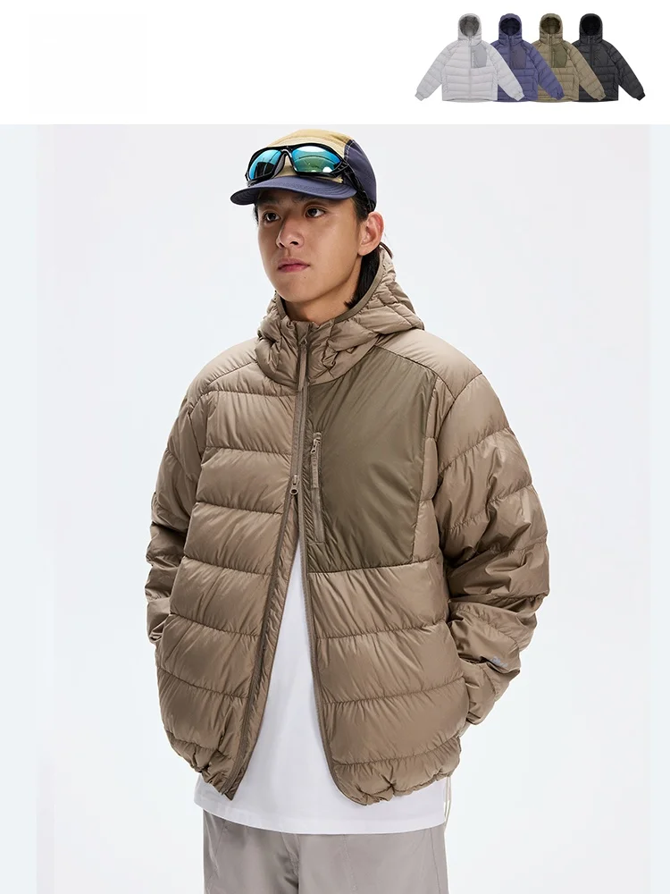 

GPstudio Мужская легкая пуховая куртка с капюшоном, в стиле ретро, с внутренней ветрозащитной подкладкой из полиэфирного волокна, молодежная, утепленная, зимняя