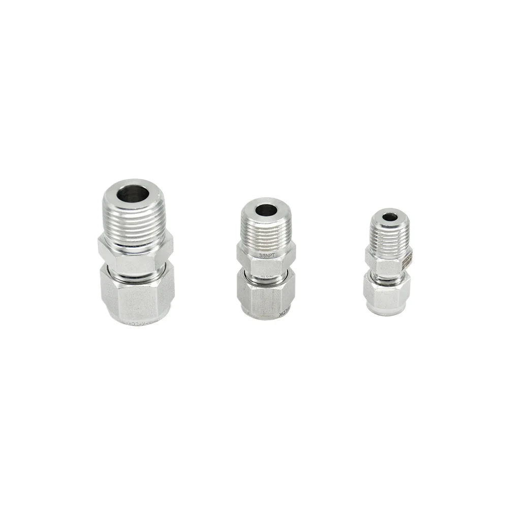 1/8 Tube x 1/4 NPT Thread Male Connector Stainless Steel Ferrule Straight Tube Connector