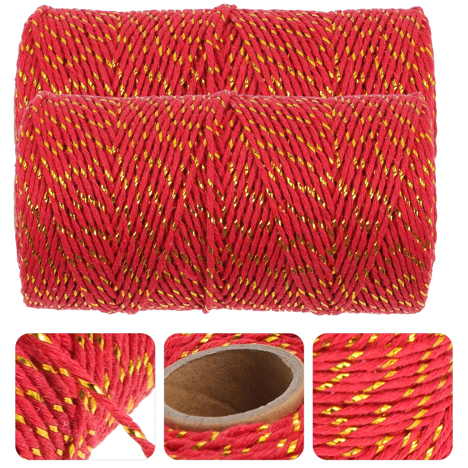 

2 Bundles Metallic Twine Gift Wrapping Binding Ropes Sturdy Durable Sealing Straps For Holiday Crafts Present Tags Cord Diy