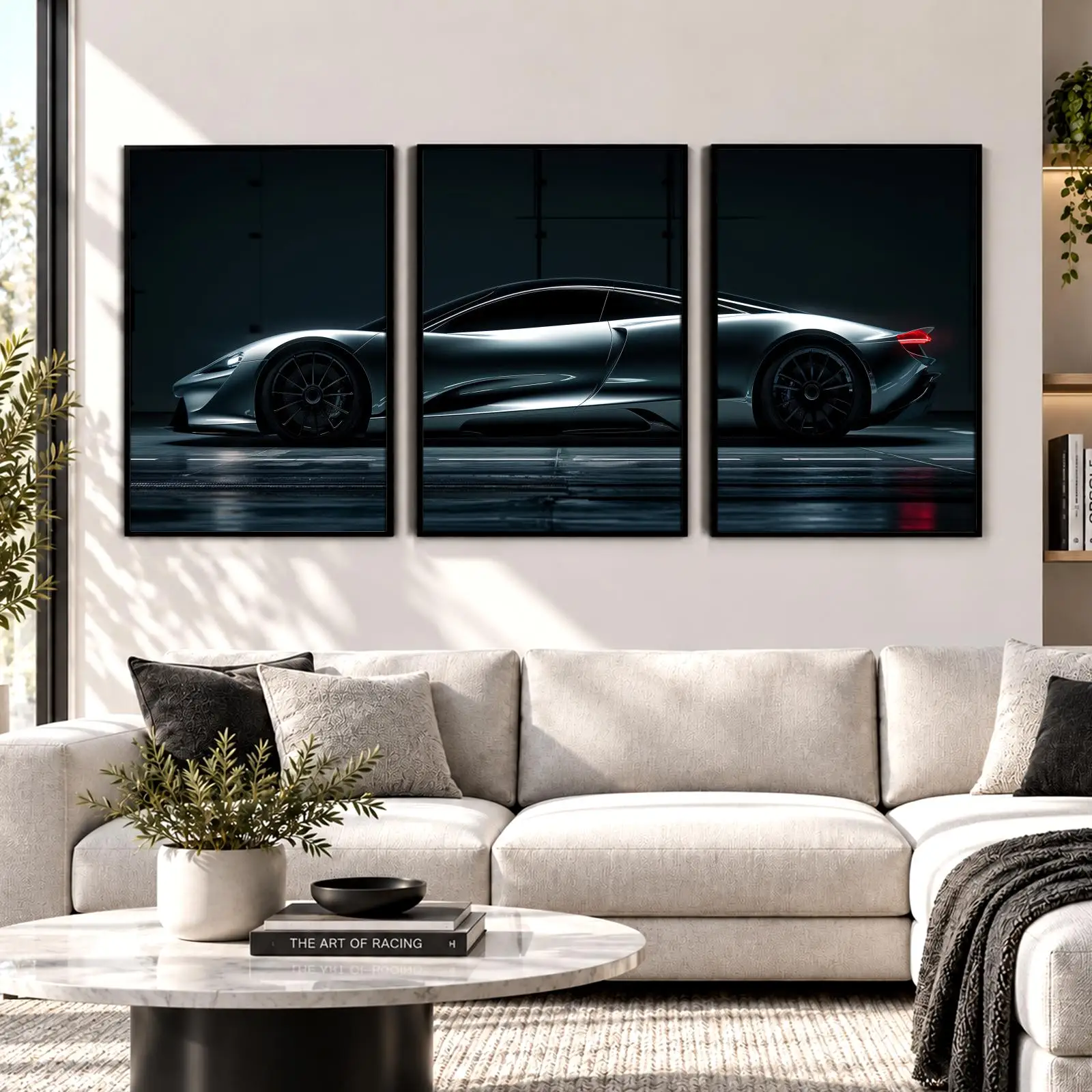 Silver Executive Supercar Painting Calligraphy Wall Art Canvas Poster Collection Prints for Bedroom Living Room Home Decoration