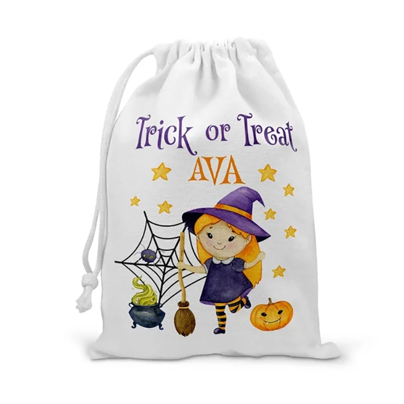 Personalised Halloween Gift Bag with Name Custom Trick or Treat Bag Halloween Sack Party Accessory supplies birthday favor bags