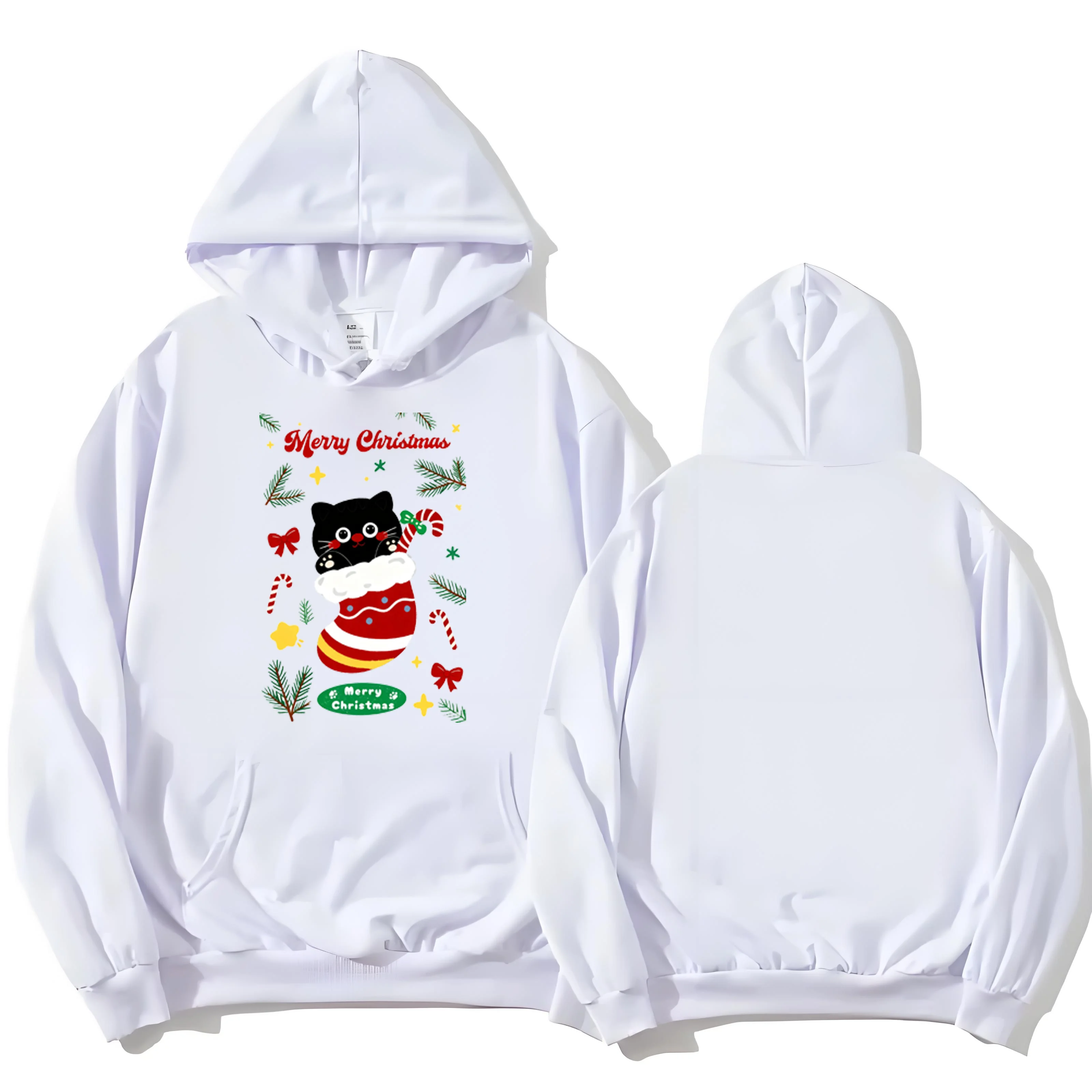L'ultima felpa con cappuccio pesante 330G con una stampa a tema natalizio del 2025 è adatta sia per uomini che per donne che si è ampia