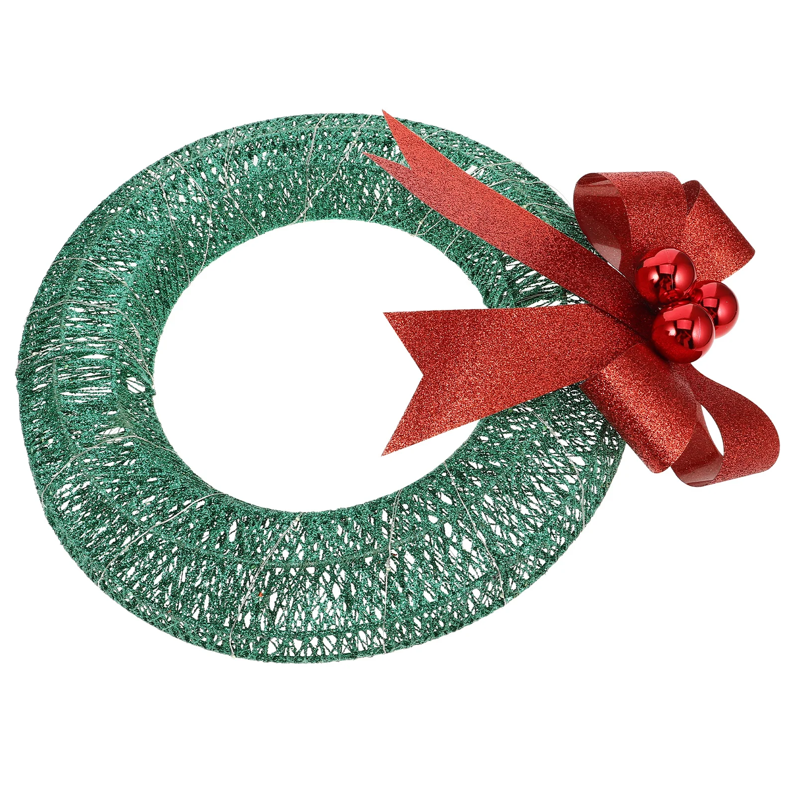 

Pre-Lit Xmas Wreath 40cm LED Lighted Christmas Wreath Glitter Red Bowknot Holiday Entryway Porch Decoration Festive Door Decor