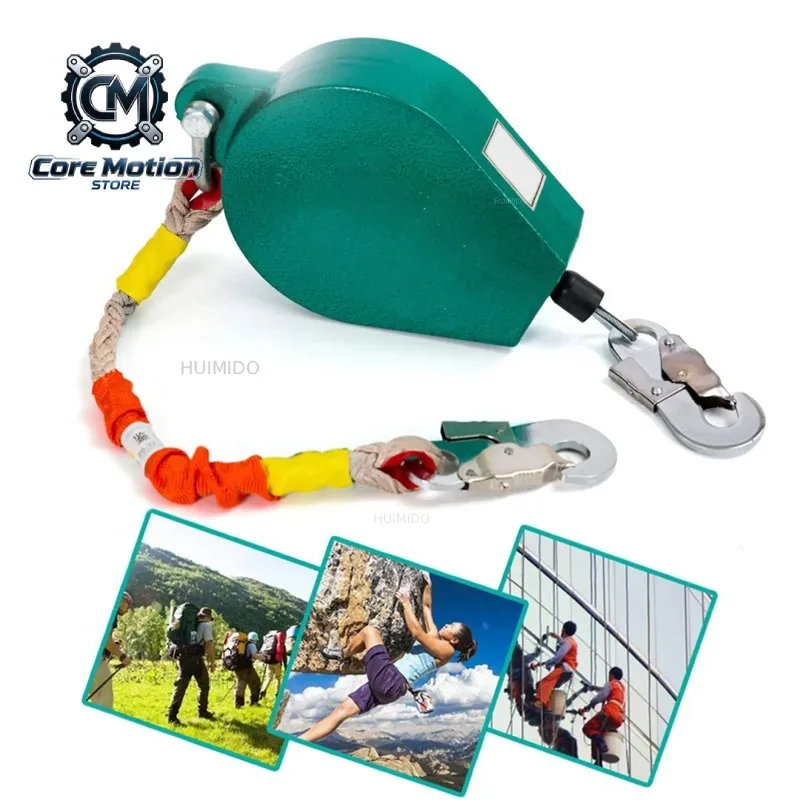 Self Retracting Lifeline 330lbs Fall Arrester Fall Protection Dual Swivels Alloy Steel Hook Flame Retardant Steel Wire Rope