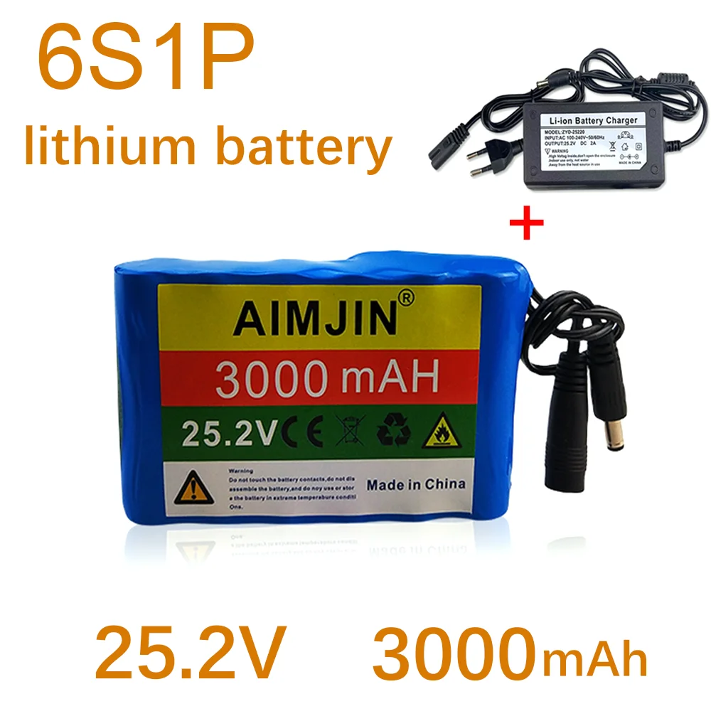 

Original 6S1P 25.2V 3000mah Battery Lithium Ion Battery Pack Capacity DC 24 V Battery Pack CCTV Camera Monitor + with charger