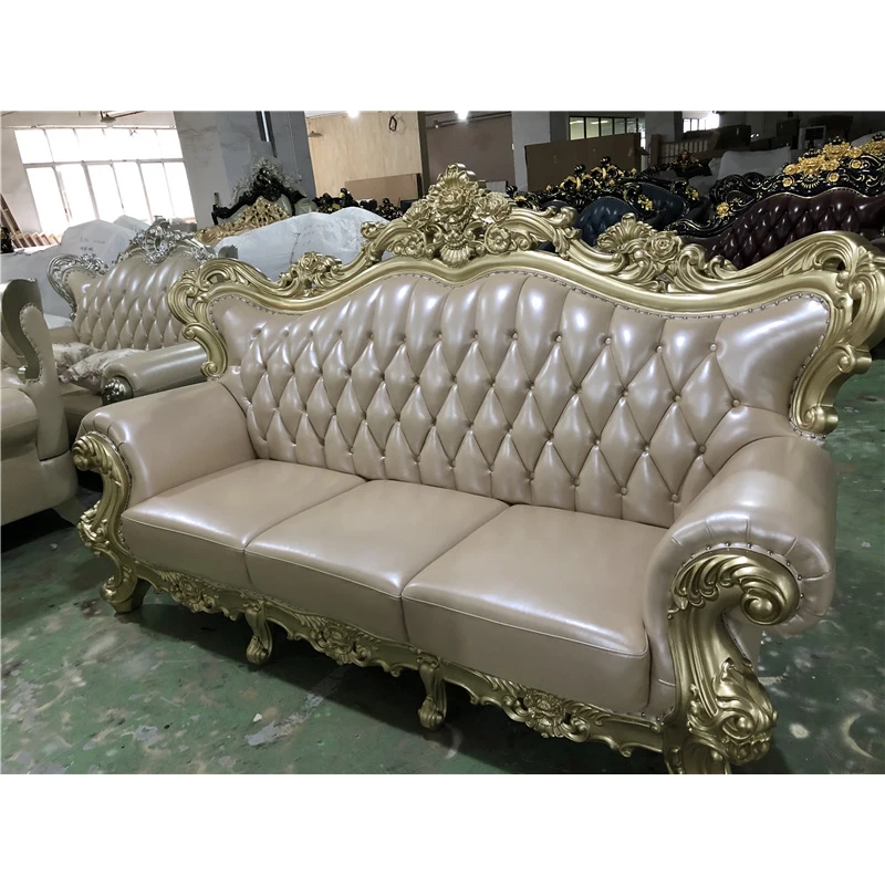 European style living room sofas classical sofa set furniture leather sofa