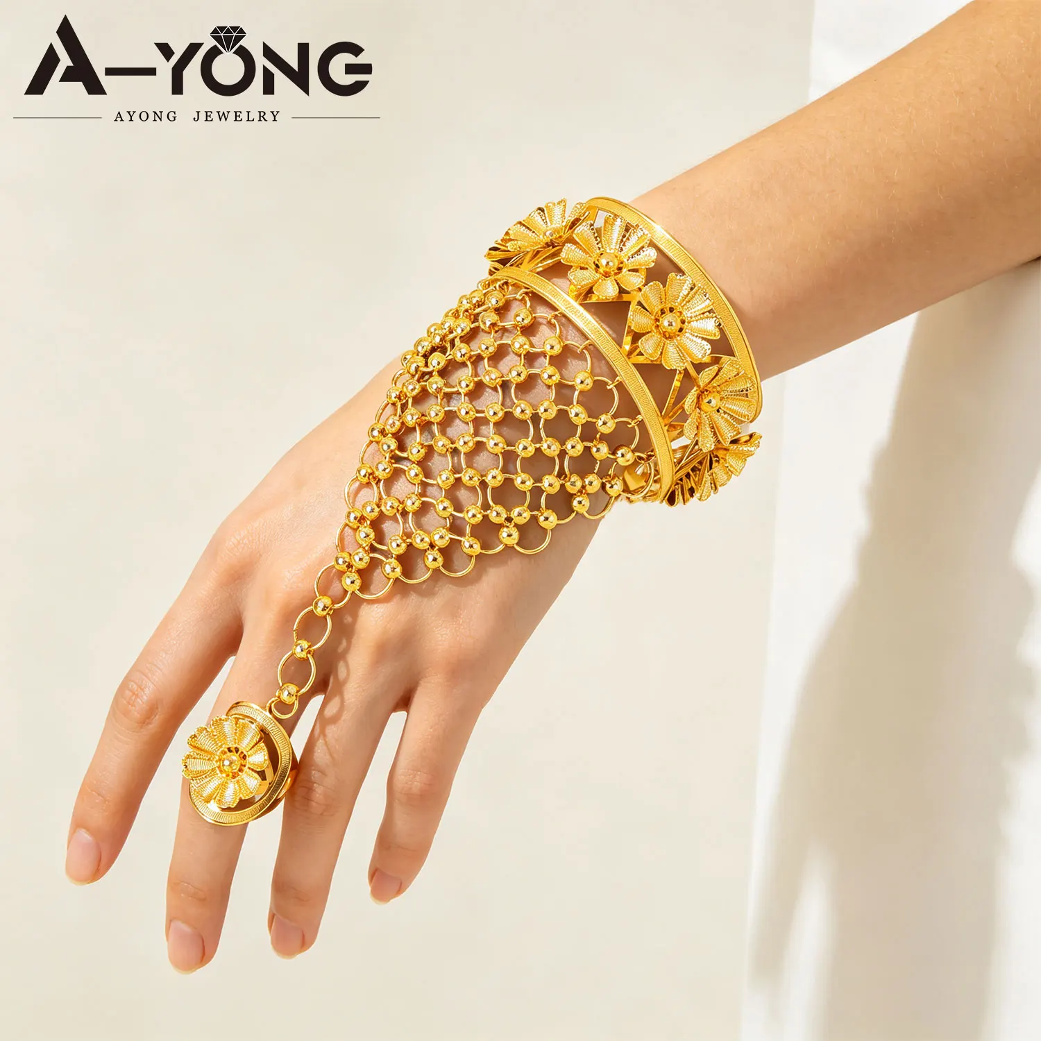 Äthiopisches Brautschmuck-Set Habesha Mode Hohles Armband mit Ring Ohrringe Afrikanischer Damenschmuck für Veranstaltungen und Partys – Detail 14