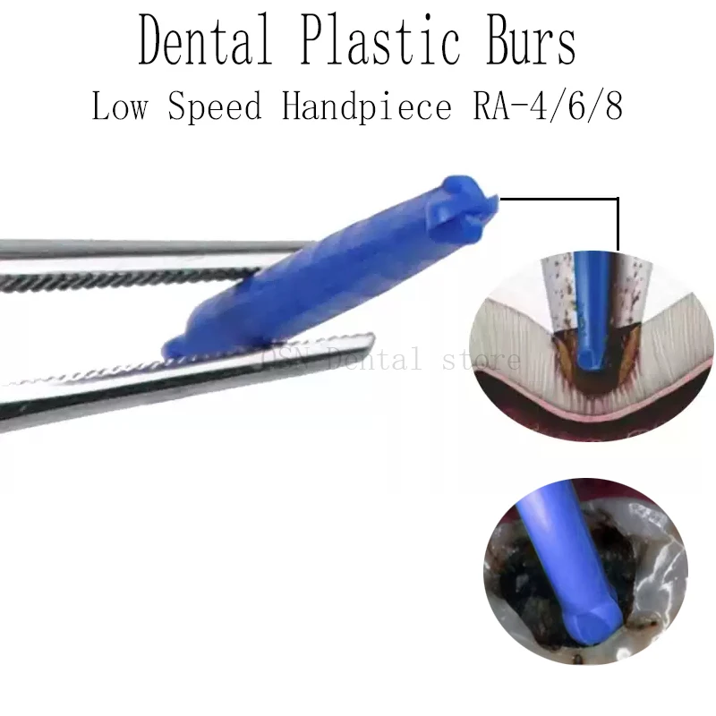 8Pcs/Pack Dental Plastic Caries Removal Bur Deep Caries Treatment Burs Intelligent Removal Caries Bur Fits Slow Speed Handpiece