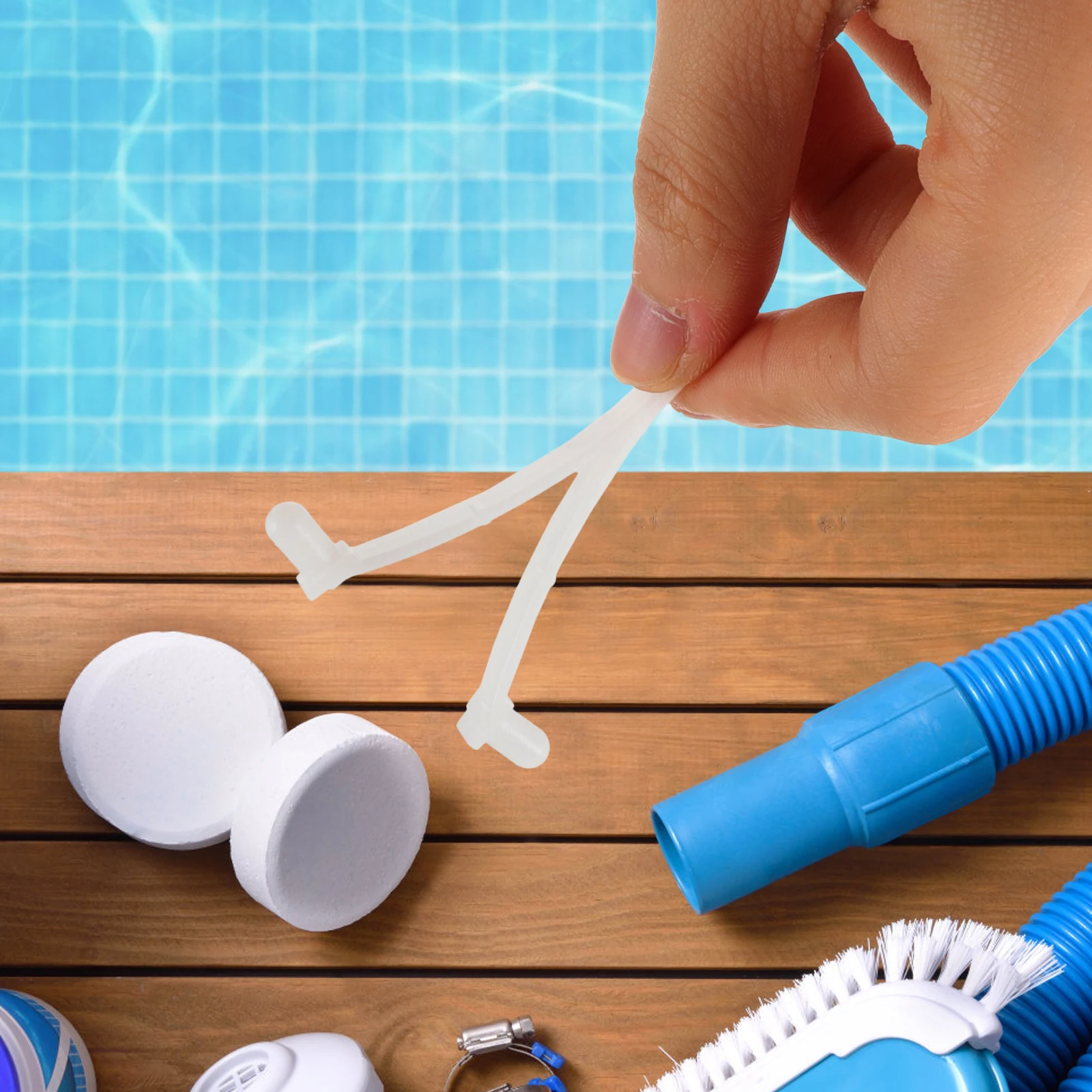 

12pcs Pool Cleaning Tool Handle V Clips for Skimmer Net Brush Replacement Plastic Parts Pool Accessories Gardening Tools