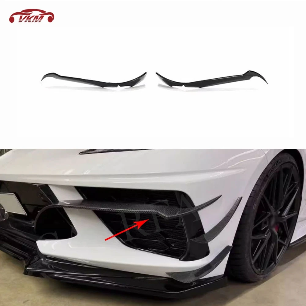 

Carbon Fiber Car Front Bumper Fins for Chevrolet Corvette C8 2020-2021 Front Air Vent Trim Canards Bumper Canards FRP