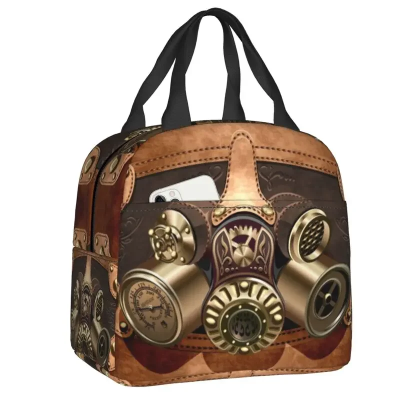 Steampunk Helmet Portable Lunch Box for Pilot Air Fighter Thermal Cooler Food Insulated Lunch Bag Kids School Children