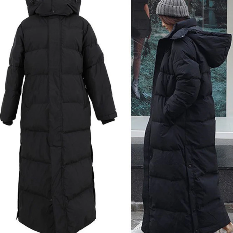 Down parka Super Long Jacket Female Knee Winter  Jacket Woman With Thick Black Coat In Winter A869