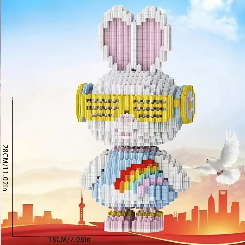 

5144 шт., модные очки, кролик, строительные блоки, 3D-головоломка, ручная работа, подходит для праздничных подарков, школьная награда, Хэллоуин g