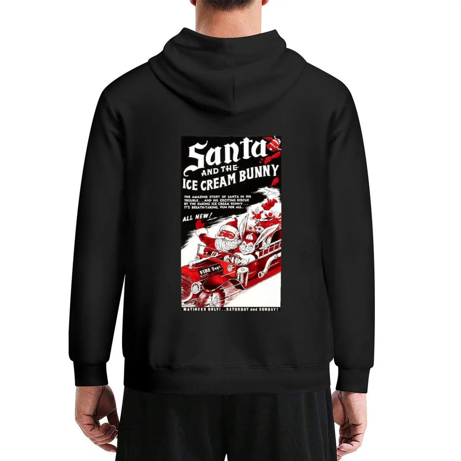 

Santa and the Ice Cream Bunny Hoodie men clothing male clothes clothes for men blouse hoodie