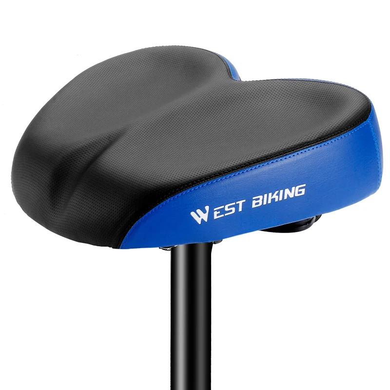 WEST BIKING Breiter Komfort-Fahrradsattel, doppelt stoßdämpfend, wasserdichtes PU-Leder, übergroßer Fahrradsitz für Elektrofahrräder, Zubehör für Langstrecken- und Stadtpendlerfahrzeuge