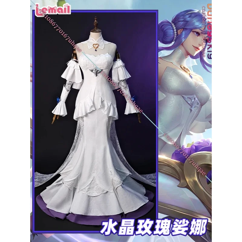 

Костюм для косплея Crystal Rose Sona, одежда для ролевых игр, белое облегающее платье, комплект париков, аниме-вечеринка Unifos; 3'c, 5.y; 8'v,