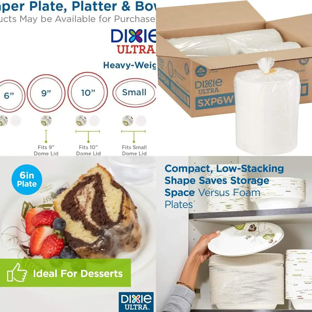 

GP PRO Dixie Ultra 6 Thick White Paper Plates, 1000 Count (250/Pack, 4 Packs/Case)