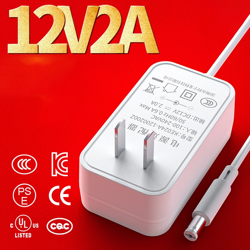 12V2A Power Adapter 100-240V AC to DC 12V Supply Charger White US Universal Converter Plug Adapter for DVR LED Light Monitoring