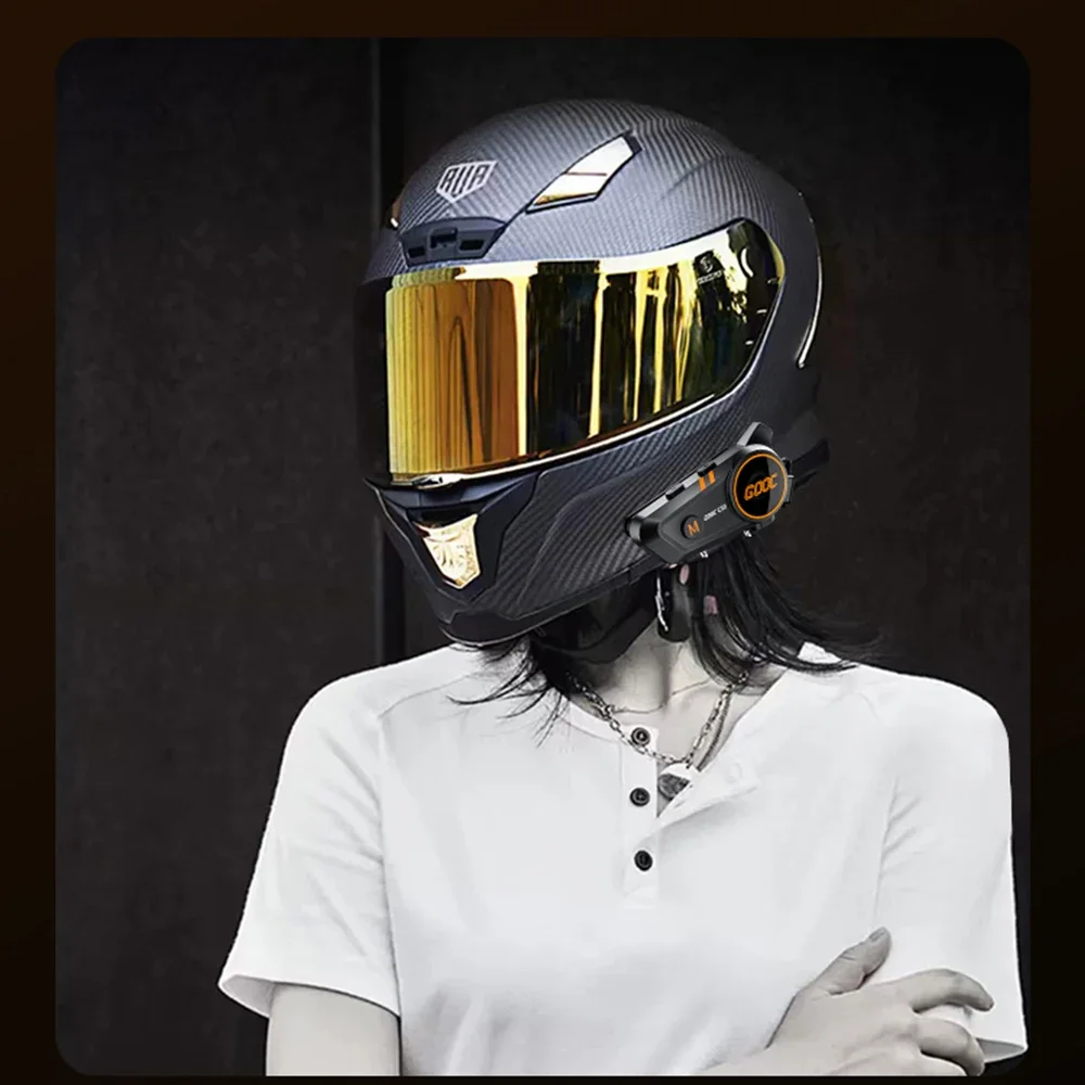 1/2x Music Interphone Bluetooth 5.3 Motorcycle Helmet Intercom Headset Waterproof 300m Intercomunicador Speaker Earphone