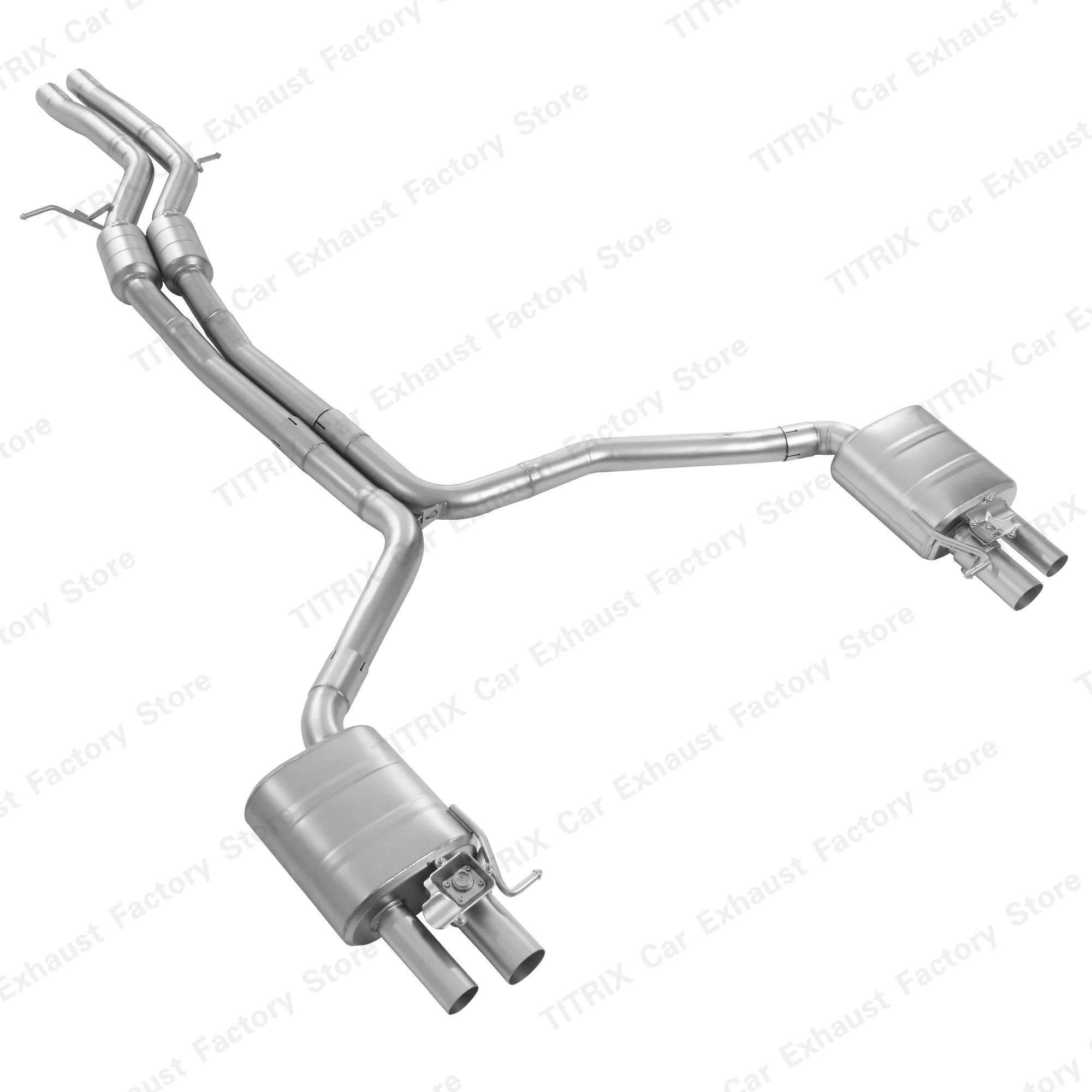Car Catback Exhaust For Audi S6 4.0T 2013 Mid Pipe + Rear Muffler High Performance Muffler Cat-back Pipe Kit Auto Parts