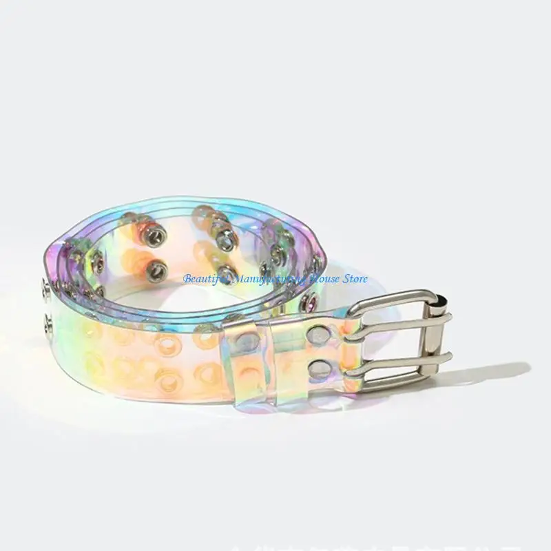 

E56A Clear Waist Belt with Double Pin Buckle Adjustable Length Waist Belt Woman Girls Jeans Dresses Skirt Coat Waistband