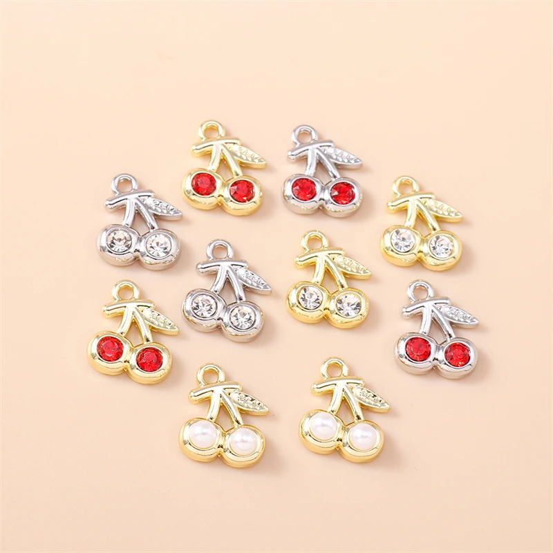 5 Stück 10x12mm Niedliche Mini-Kristall-Frucht-Kirschanhänger für die Herstellung von Halsketten, Ohrringen, Armbändern, DIY-Bastelarbeiten, Schmuckzubehör – Detail 4